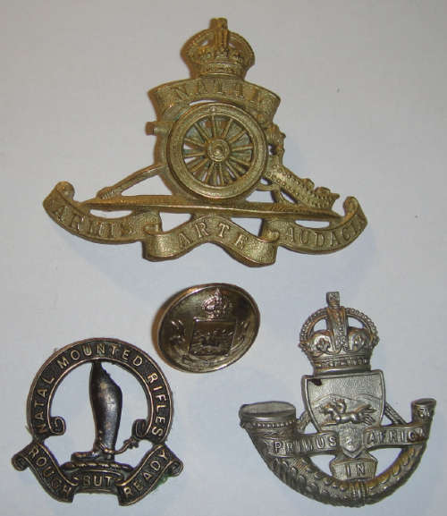 Three old NATAL Military Badges & a Button