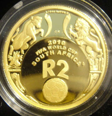 24ct GOLD : 2007 Proof R2: FIFA World Cup South Africa : (Quarter Ounce GOLD)