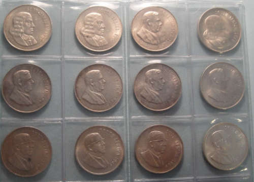 Twelve (12) SILVER ONE RAND (R1) pieces of the 1960s (1966-1969)