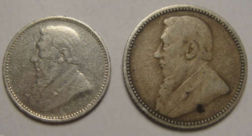 1893 Paul Kruger ZAR Tickey and Sixpence Set