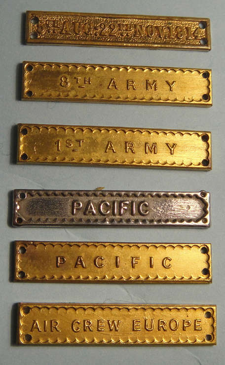 Six Metal Bars for WWI and WW2 Medals