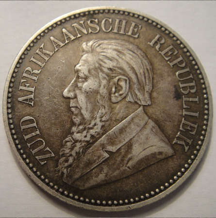 1896 Paul Kruger ZAR Sterling Silver Half Crown (2/6-)