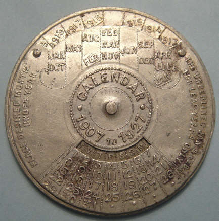 Vacuum Oil of South Africa Calendar Token (1907-1927)