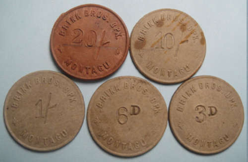 Brink Brothers (Montagu) Fibre Token Set (Tickey to Pound)