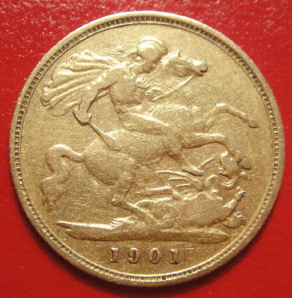 Anglo-Boer War era GOLD Half Sovereign of Queen Victoria (1901)