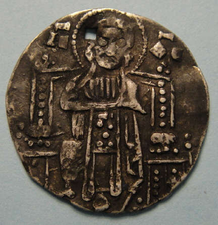 MEDIEVAL SILVER GROSSO of Venice (Ancient Hammered Silver Coin featuring Christ & St. Mark) : Coin 1