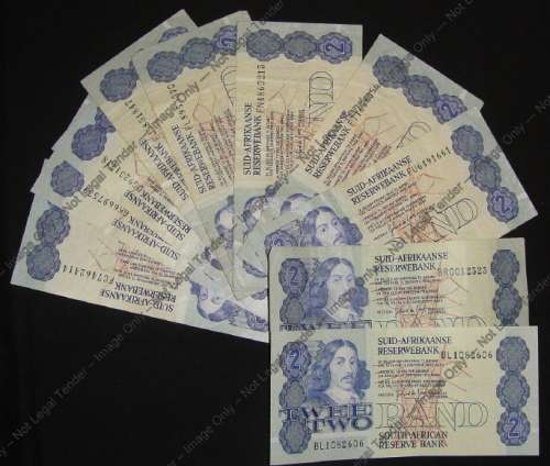 Ten (10) Jan van Riebeeck R2 notes of the 1980s