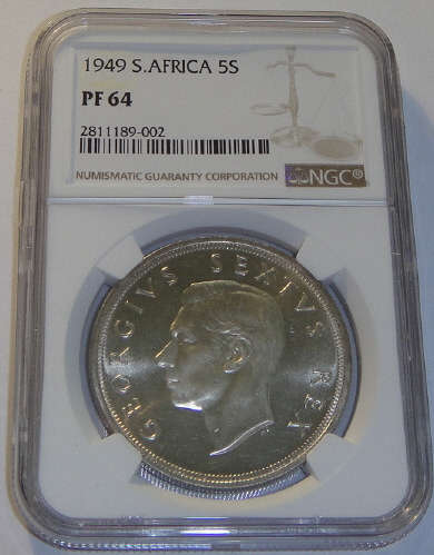 1949 Crown (5 Shilling) Union of South Africa: NGC graded PF 64