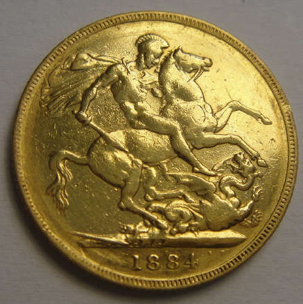1884 GOLD Sovereign of Queen Victoria (Melbourne Australia)