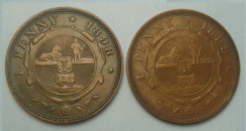 Two damaged 1898 ZAR Pennies : One bid takes both
