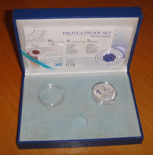 2008 Proof Silver R1 Protea : Mahatma Gandhi