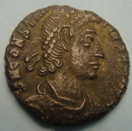 Roman Bronze Coin of Emperor Constantius II (337--361 A.D.)