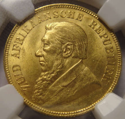 1898 Paul Kruger ZAR GOLD POND: NGC graded MS63 (MINT STATE)
