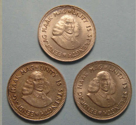 The first three decimal silver Tickeys of the Republic of South Africa (1961, 1962 & 1963)