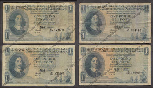 Collection of ONE POUND Banknotes of the 1950s (Union of South Africa)