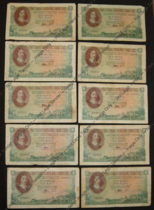 1961 R10 of MH de Kock (Our FIRST RSA R10 issue) : Bid per note to take all ten R10 notes