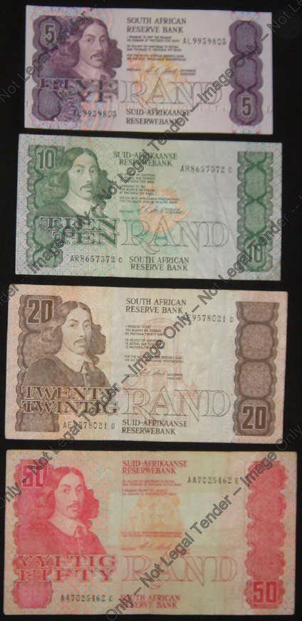 Jan van Riebeeck Bank Note Set of 1990 (C Stals: The last Van Riebeeck issues)