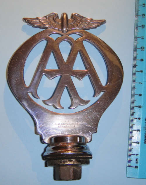 Automobile Association (AA) Metal Hood Badge numbered 92605 D