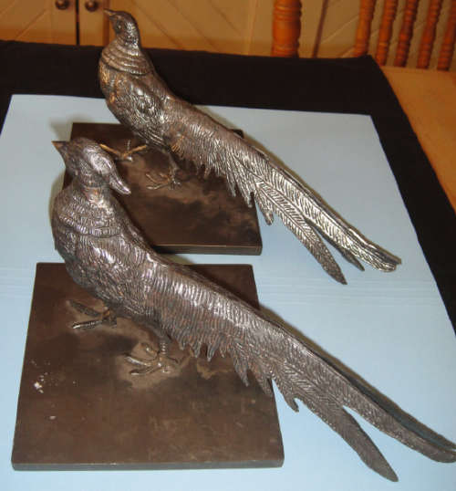 Two Vintage Metal Pheasants in the French Tradition