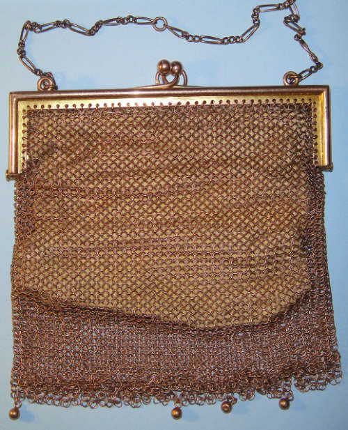 Edwardian 9ct GOLD Mesh Coin Purse (Chatelaine Purse) hallmarked for London 1902