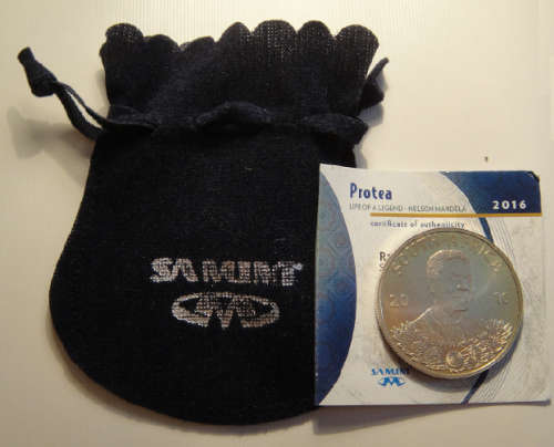 Republic of South Africa : Uncirculated Silver R1 Protea: Mandela Life of a Legend 2016