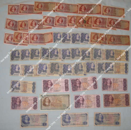 Large Collection of old Jan van Riebeeck Bank Notes  (57 notes)