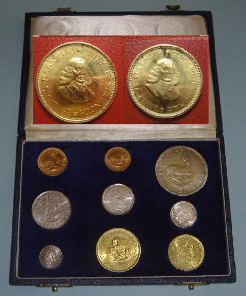 Republic of South Africa : LONG Proof Set with GOLD R1 & R2 of 1964
