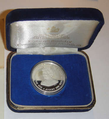 Sterling Silver Medallion : The Eightieth Birthday of the Queen Mother (1900-1980)