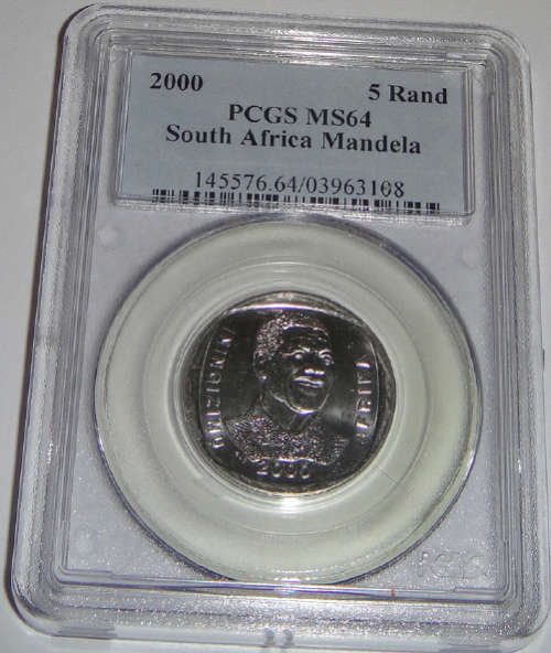 Republic of South Africa : Nelson Mandela R5 of 2000 : PCGS graded MS64