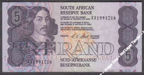 Republic of South Africa : C Stals : Replacement Five Rand of 1990 (XX)