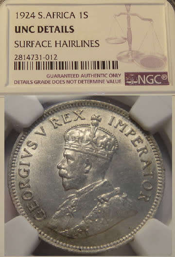 Union of South Africa : Shilling (1/-) of 1924 : NGC graded Uncirculated details