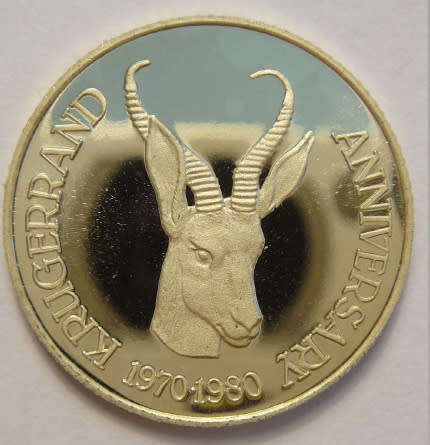 Anniversary of the Krugerrand 1970-1980 : One Tenth OZ Fine GOLD Medallion