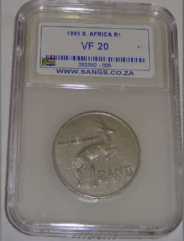 Republic of South Africa : Nickel R1 of 1985 : Sangs graded VF20