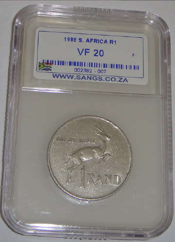 Republic of South Africa : Nickel R1 of 1988 : Sangs graded VF20
