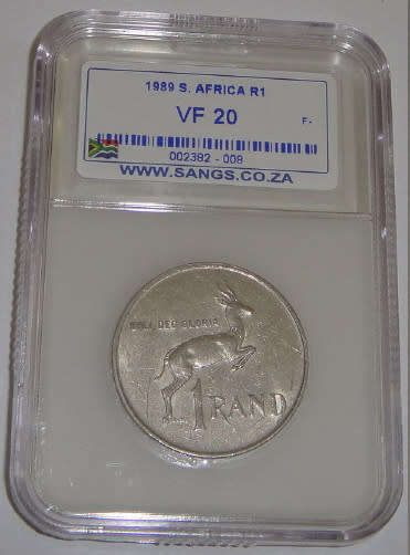 Republic of South Africa : Nickel R1 of 1989 : Sangs graded VF20