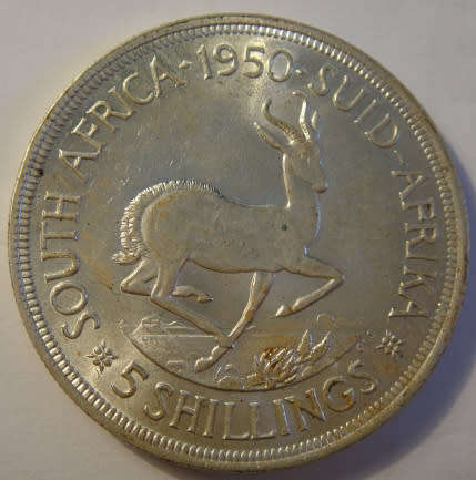 Union of South Africa : Silver Crown (5/-) of 1950 (The scarcest George VI Crown)