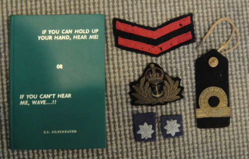 Five Cloth Navy Badges plus Book by DF Silberbauer (see description)