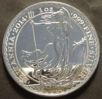 Great Britain : 1 OZ SILVER Britannia 2-Pounds Coin of 2014