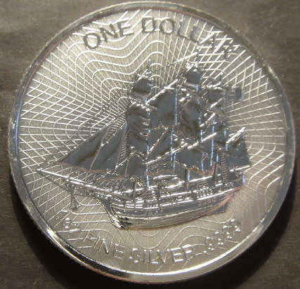 Cook Islands : 1 OZ SILVER 1-Dollar Coin of 2017 : The Bounty Sailing Ship