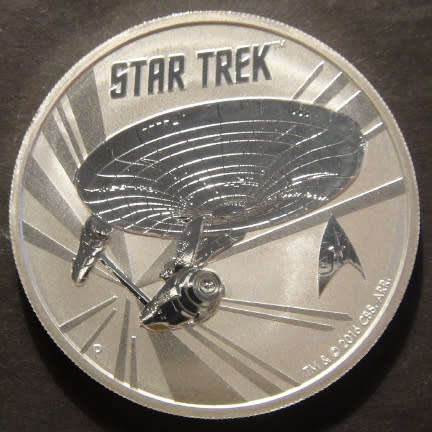 Tuvalu: 1 OZ SILVER 1-Dollar Coin of 2016 : Star Trek U.S.S. Enterprise