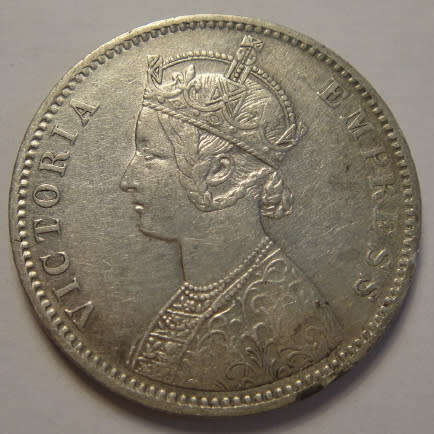 Colonial India : Large Silver One Rupee of Queen Victoria of 1887