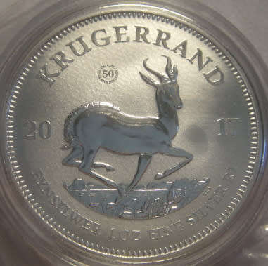2017 1 OZ Fine-silver Krugerrand (Premium Uncirculated) with Certificate (3 available)