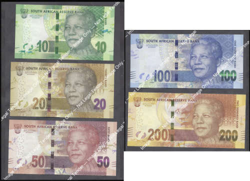 Crisp Uncirculated : Nelson Mandela Bank Note Set with the SAME AA 0000 Serial Numbers (2 sets avail