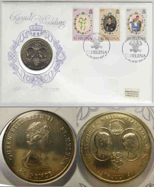 St Helena : Royal Wedding CROWN-sized 25P of 1981