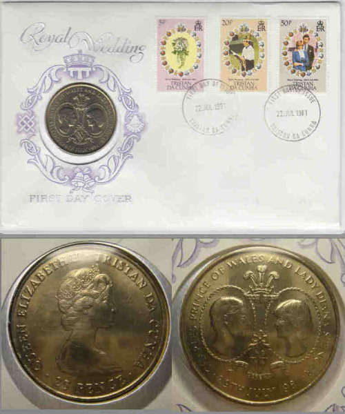 Tristan da Cunha : Royal Wedding CROWN-sized 25P of 1981
