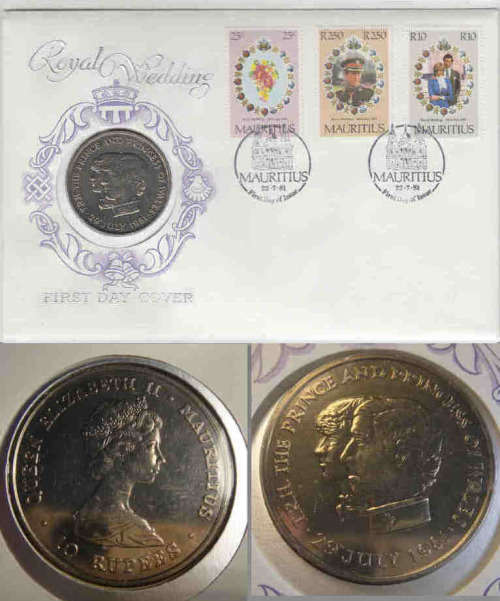 Mauritius : Royal Wedding CROWN-sized 10-Rupees of 1981