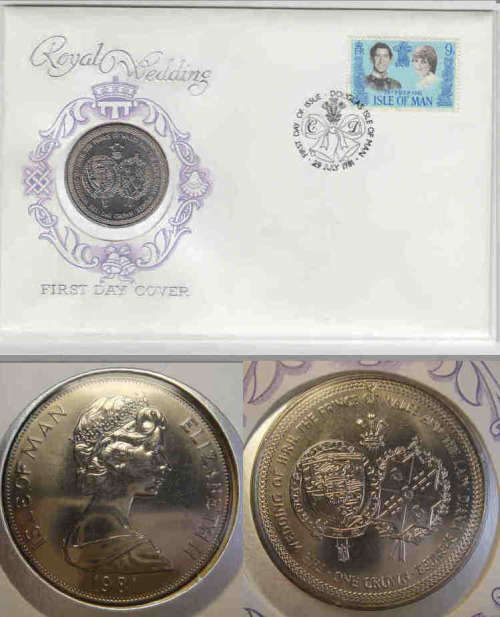 Isle of Man : Royal Wedding CROWN (second design) of 1981