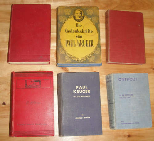 Six old Hard Cover Africana Books on Paul Kruger, Boer War, etc.