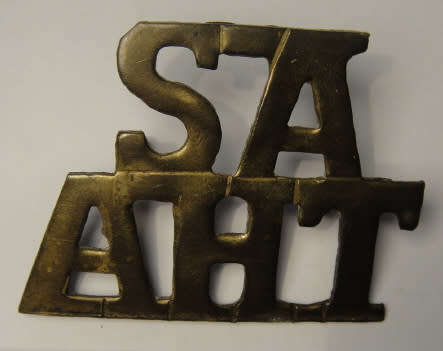 South African Auxiliary Horse Transport shoulder title, worn in France WWI (Owen 1797)
