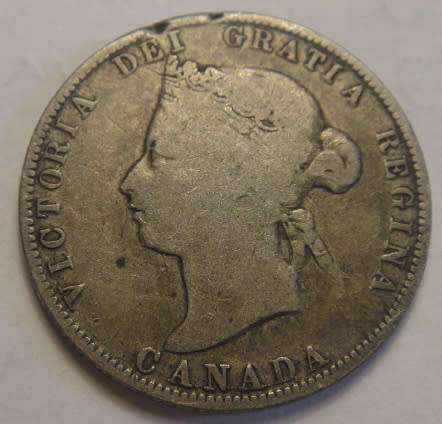 Canada : Sterling Silver 25-Cents (Shilling) of Queen Victoria of 1874